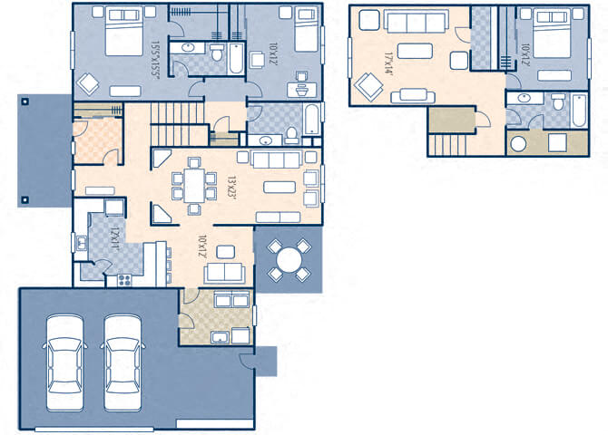 Floor plan for 3 beds, 3 baths, 2346 sqft